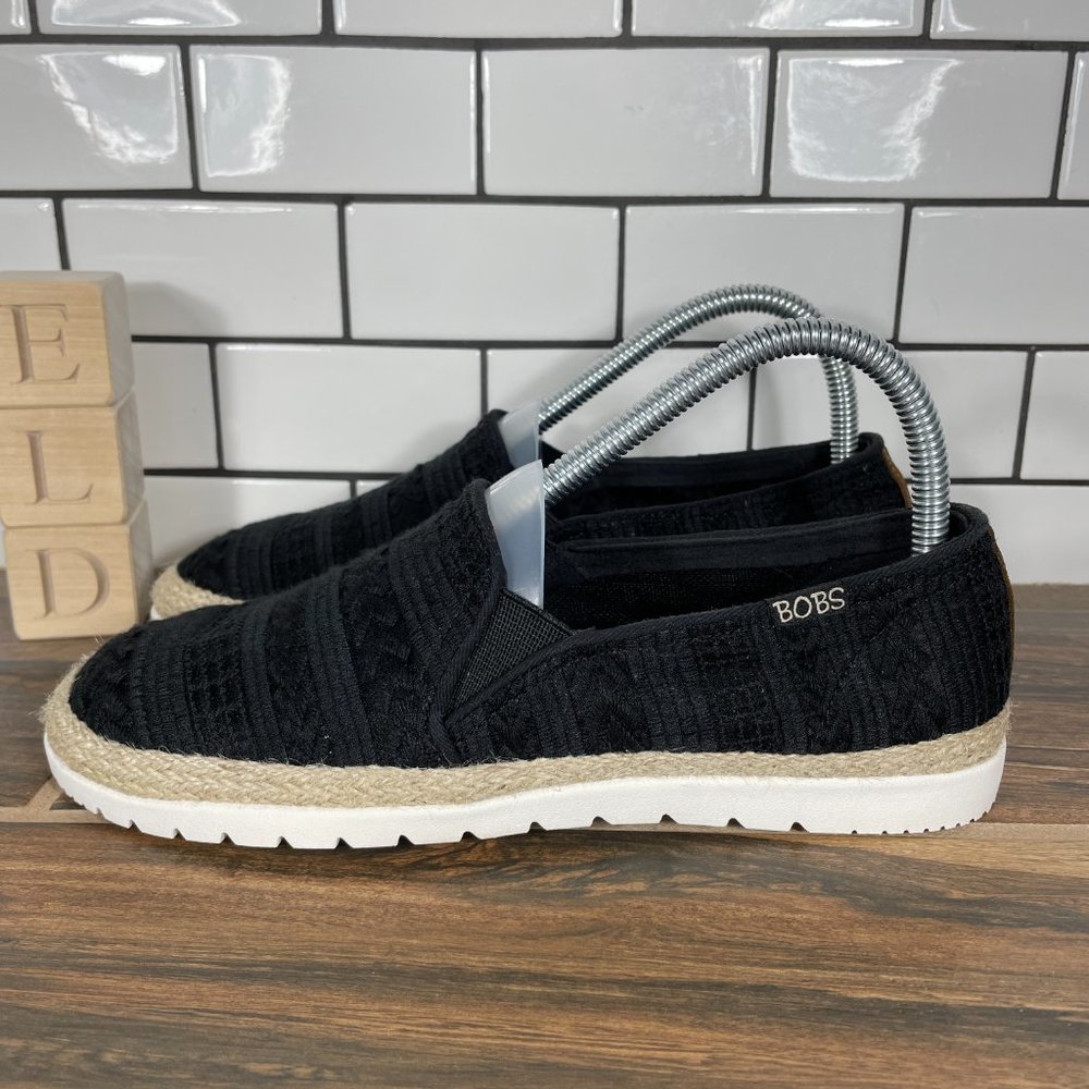 Skechers BOBS Flexpadrille 3.0 Great Crossings Womens Sz 6.5 Shoes Black Slip On